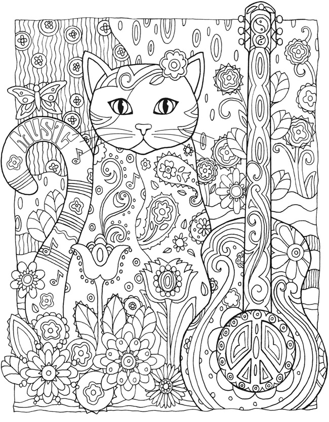 Desenhos para Adultos de Gato para Colorir - Imprimir Desenhos